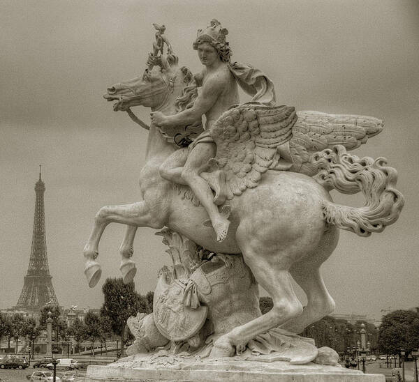 Paris Poster featuring the photograph Riding Pegasis by Michael Kirk