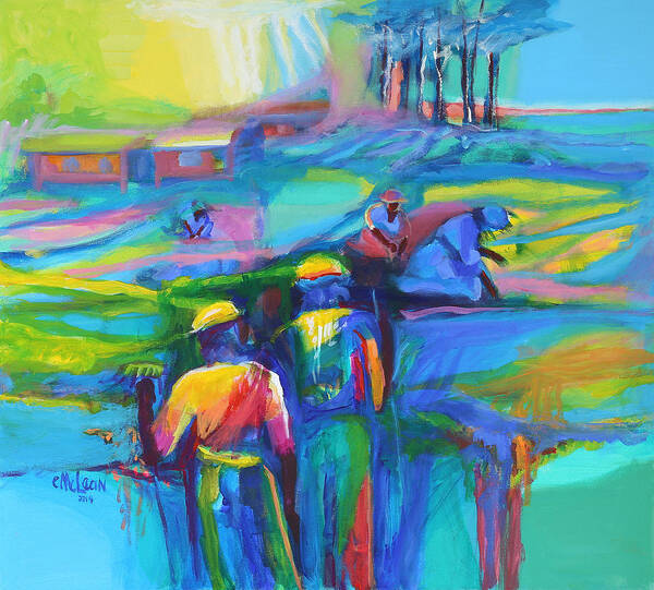 Abstract Poster featuring the painting Sowing the Seeds by Cynthia McLean
