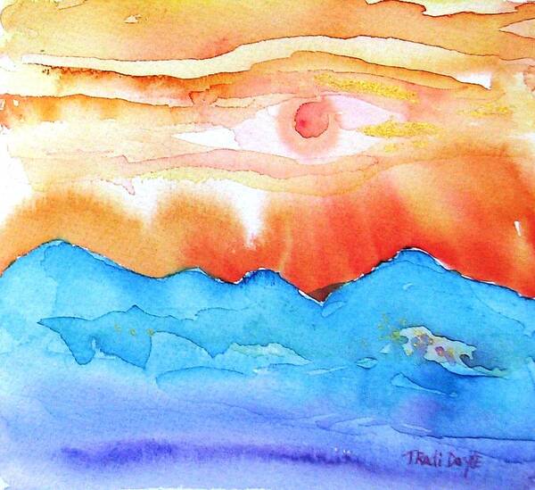 Sunset Poster featuring the painting Sunset Timanfaya by Trudi Doyle