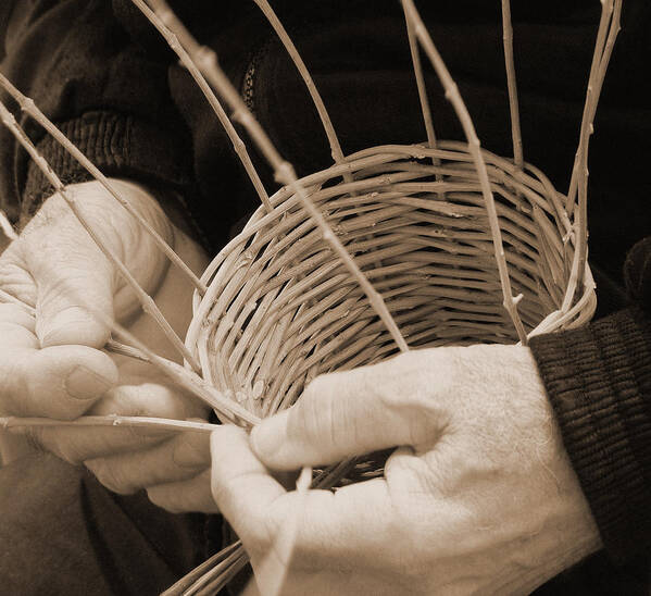 Sepia Poster featuring the photograph The Basket Weaver by Marcia Socolik
