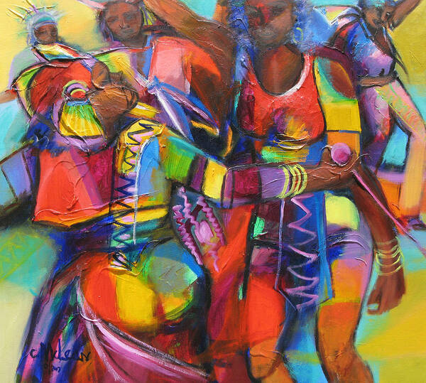 Abstract Poster featuring the painting Trinidad Carnival by Cynthia McLean