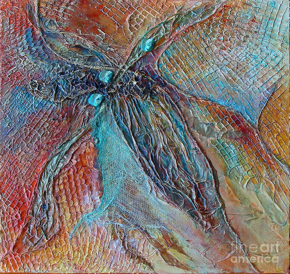 Mixed Media Poster featuring the mixed media Turquoise Jewel by Phyllis Howard