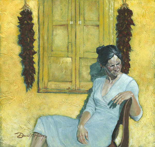 Woman Poster featuring the painting Waiting I by David Riley