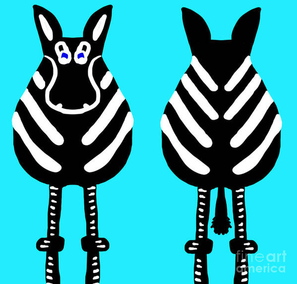 Zebra Poster featuring the painting Zebra Whimsy Both Ends by Barefoot Bodeez Art