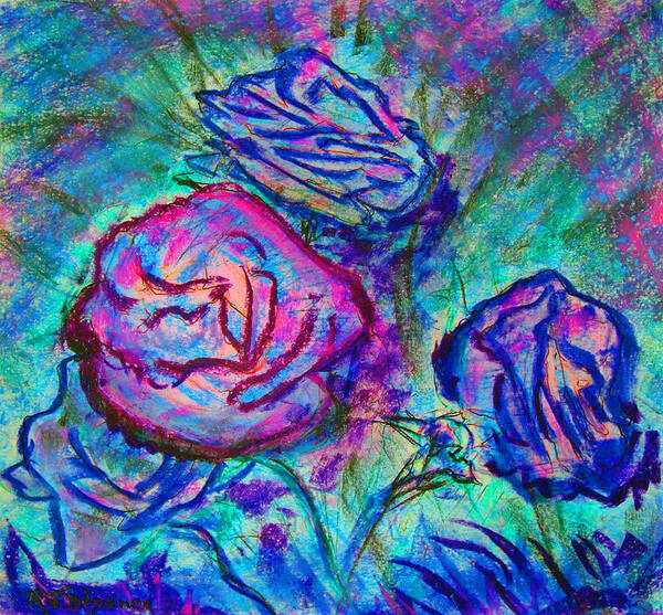 Rose Poster featuring the painting Coming up Roses by Richard James Digance
