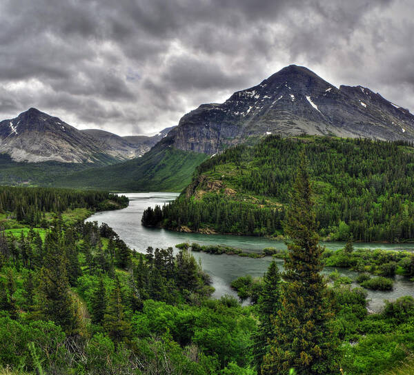 Many Glacier Poster featuring the photograph Many Glacier by Don Wolf