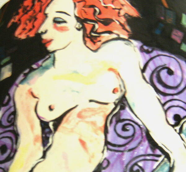 Art Poster featuring the ceramic art Nude redhead by Patricia Lazar