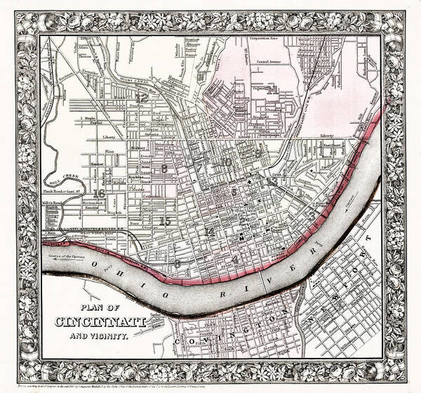 1864 Poster featuring the photograph Map Of Cincinnati Ohio 1864 #2 by Mountain Dreams