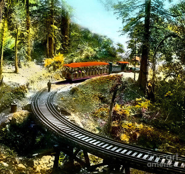 Mount Tamalpais Railway Poster featuring the photograph Mount Tamalpais Railway in the 1890s California #1 by Wernher Krutein