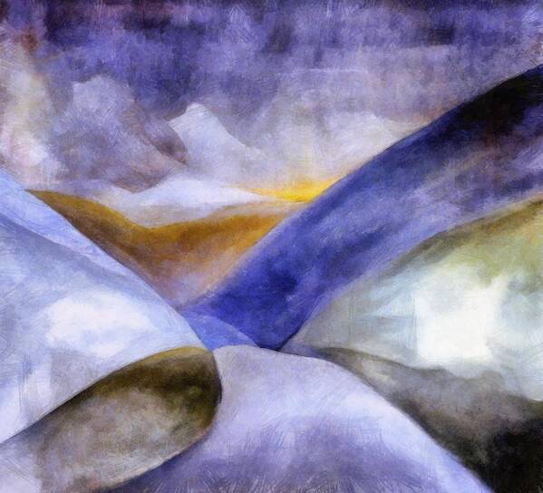 Blue Poster featuring the painting Abstract Mountain Landscape by Michelle Calkins