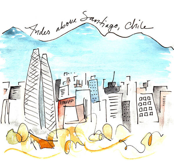 Art Poster featuring the painting Andes Above Santiago by Anna Elkins