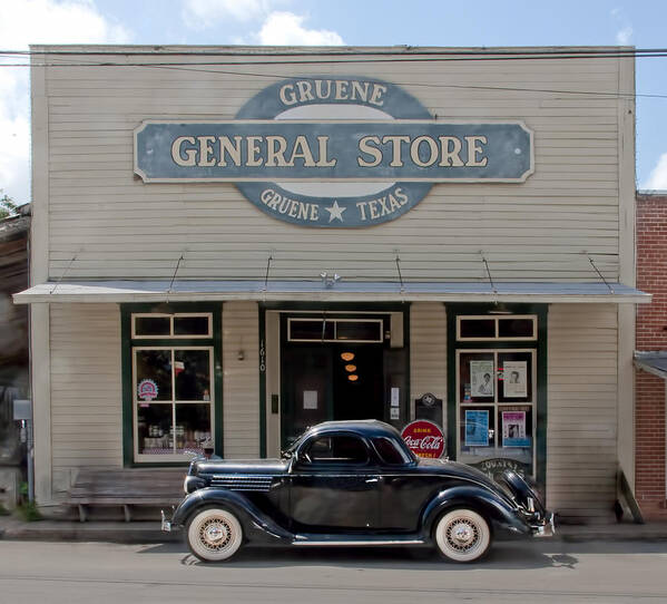Gruene Poster featuring the photograph Antique Car At Gruene General Store by Brian Kinney