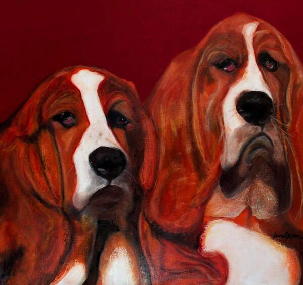 Dog Poster featuring the painting Basset Hound - Mia and Marcellus by Laura Grisham