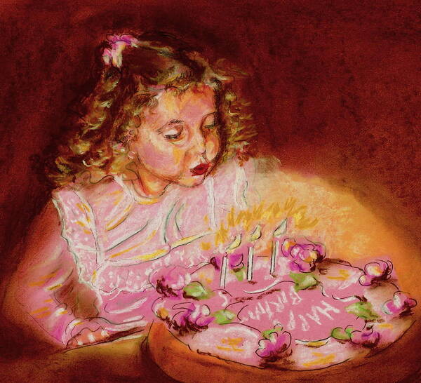 Birthday Poster featuring the pastel Birthday Wish by Yvonne Ayoub