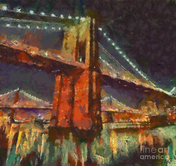 Brooklyn Poster featuring the painting Brooklyn Bridge by Dragica Micki Fortuna