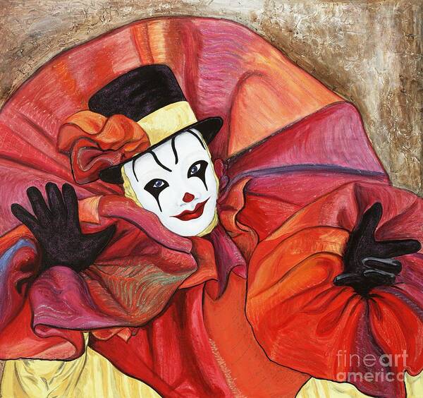 Clown Poster featuring the painting Carnival Clown by Patty Vicknair