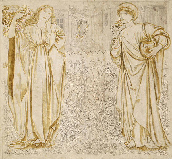 Burne-jones Poster featuring the drawing Chaucer's Legend of Good Women Hypsiphile And Medea by Edward Burne-Jones