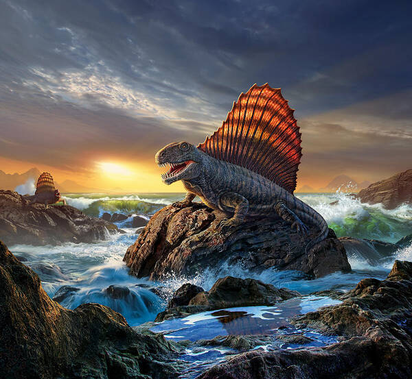 Dimetrodon Poster featuring the digital art Dimetrodon by Jerry LoFaro