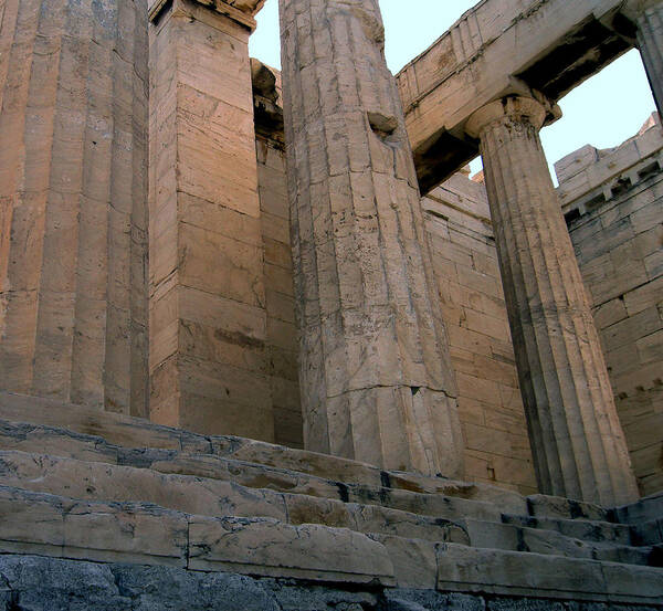 Columns Poster featuring the photograph Entrance To Past Life  Acropolis by Blima Efraim