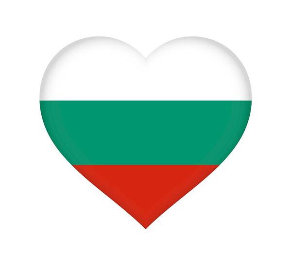 Bulgaria Poster featuring the digital art Flag of Bulgaria Heart by Roy Pedersen