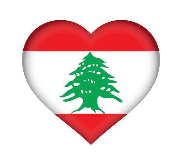 Lebanon Poster featuring the digital art Flag of Lebanon Heart by Roy Pedersen