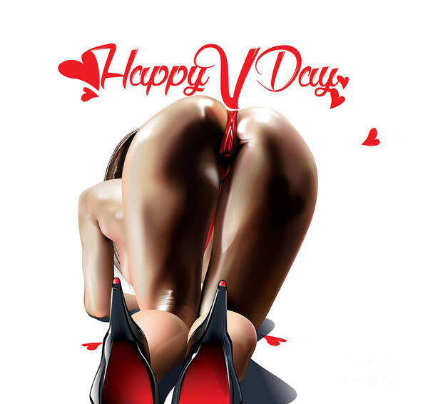 Pin-up Poster featuring the digital art Happy V Day or Valentines xox by Brian Gibbs