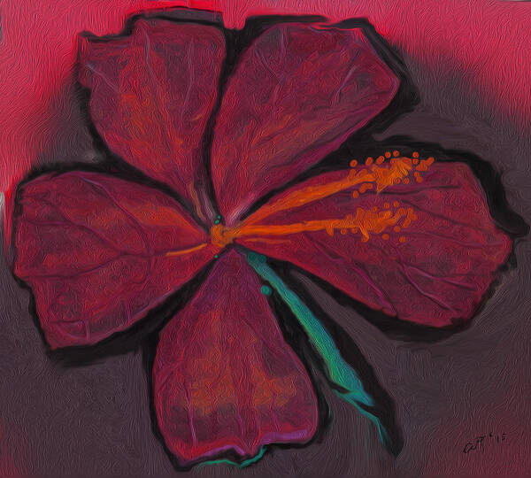Red Poster featuring the digital art Hibiscus by Amy Shaw