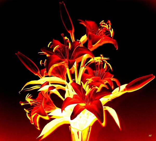 Lilies Poster featuring the digital art Luminous Lilies by Will Borden