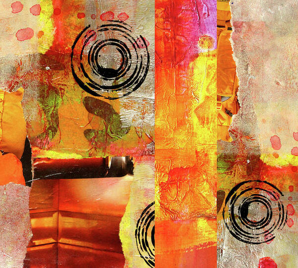Large Orange Abstract Poster featuring the mixed media Reconstruction Abstract by Nancy Merkle