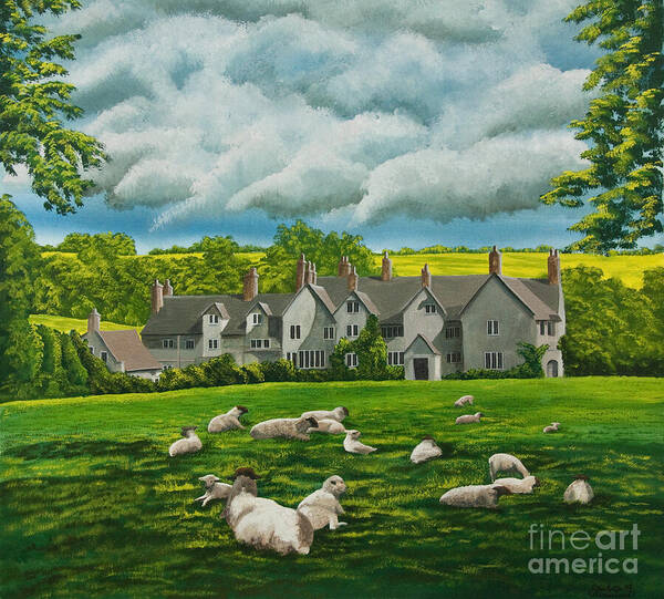 English Painting Poster featuring the painting Sheep in Repose by Charlotte Blanchard
