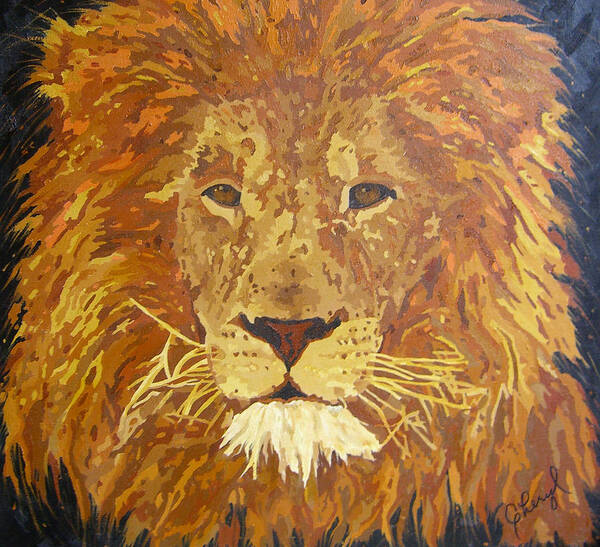 African Lion Poster featuring the painting Soon to Be King by Cheryl Bowman