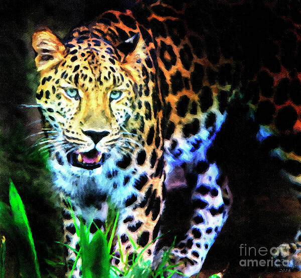 Leopard Poster featuring the mixed media The Eyes by David Millenheft
