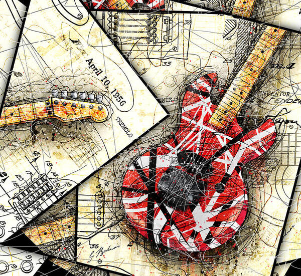 Guitar Poster featuring the digital art The Frankenstrat by Gary Bodnar