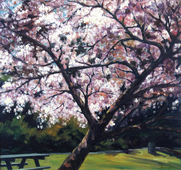Spring Poster featuring the painting The picnic table by Rick Nederlof