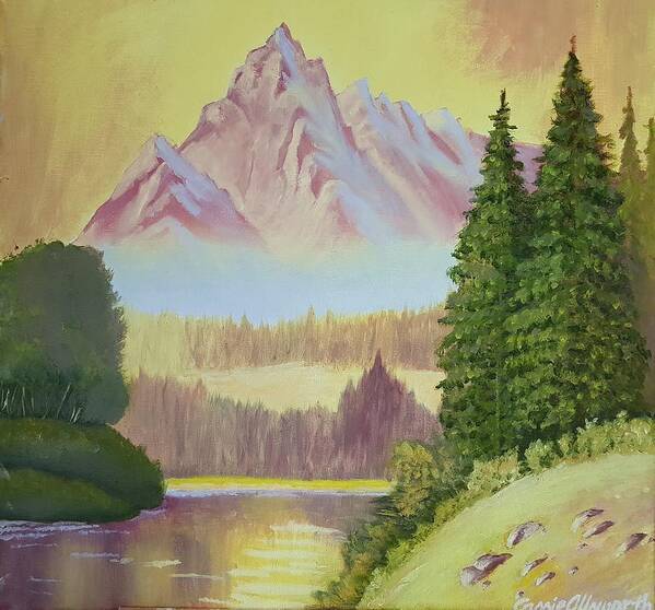 Landscape Poster featuring the painting Warm Mountain by Cassy Allsworth