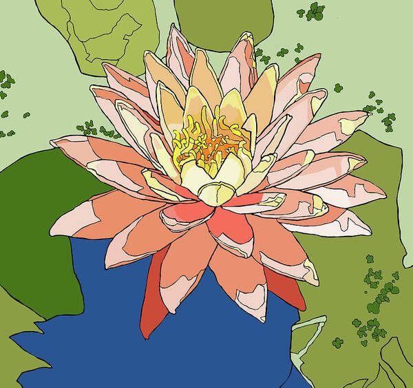 Water Poster featuring the painting Water Lily and Duck Weed by Jamie Downs