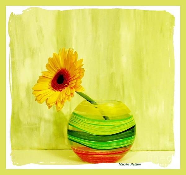 Photo Poster featuring the photograph Yellow Gerber Matching Vase by Marsha Heiken