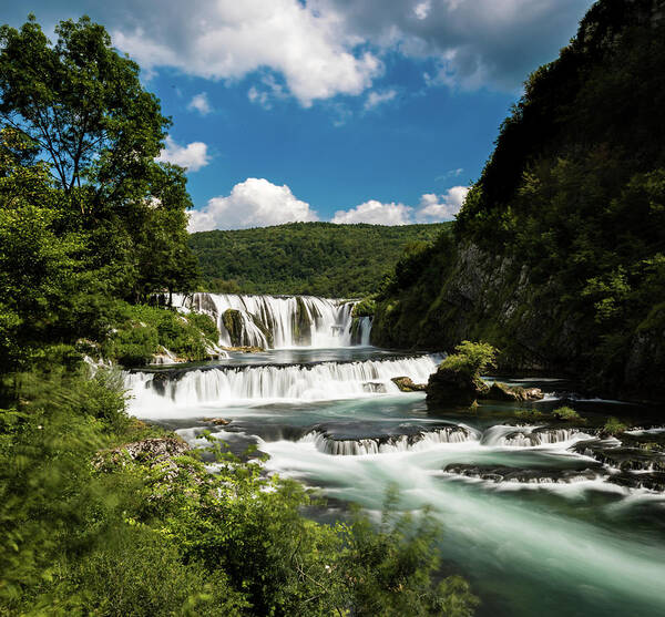 Strbacki Buk Poster featuring the photograph Strbacki Buk Waterfall On The Una River In Bosnia And Herzegovina #1 by Cavan Images