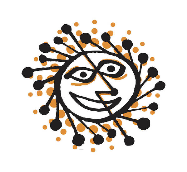 Bright Poster featuring the drawing Sun with Face #9 by CSA Images
