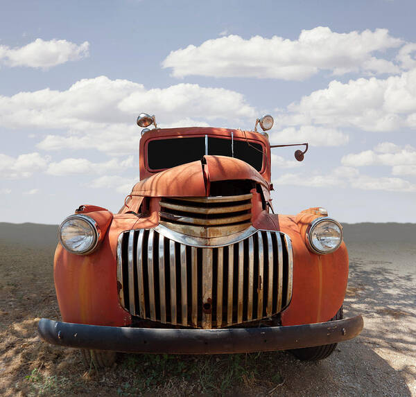 Grille Poster featuring the photograph Abandoned Vintage Truck In Field by Ed Freeman