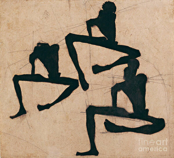 1910-1919 Poster featuring the drawing Composition With Three Male Nudes by Heritage Images