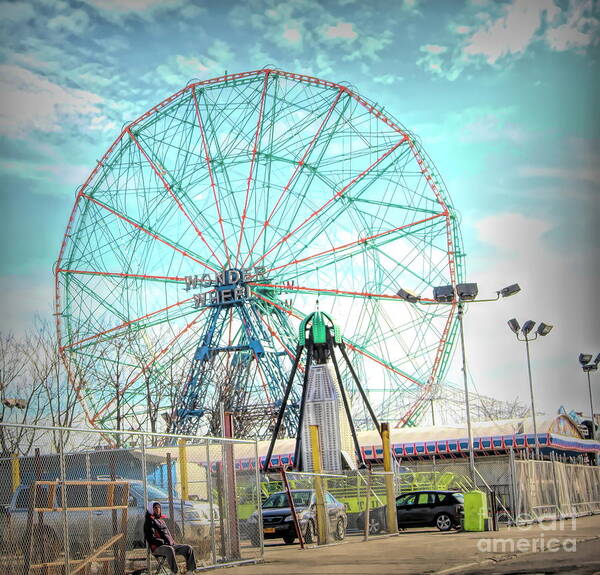 Coney Island Poster featuring the photograph Coney Island Wonder Wheel NY by Chuck Kuhn