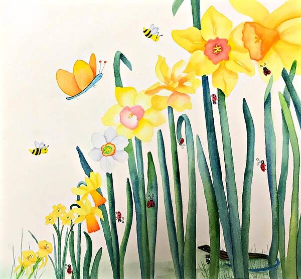 Daffodils Poster featuring the painting Daffodilia 2 by Beth Fontenot