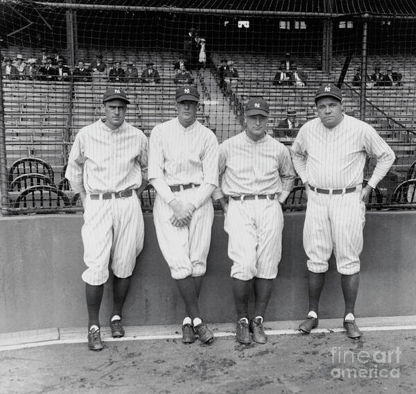 Working Poster featuring the photograph Earle Combs, Bob Meusel, Lou Gehrig by Bettmann