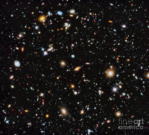 Hubble Ultra Deep Field Poster featuring the photograph Hubble Ultra Deep Field by Nasa, Esa, H. Teplitz And M. Rafelski (ipac/caltech), A. Koekemoer (stsci), R. Windhorst (arizona State University), And Z. Levay (stsci)/science Photo Library