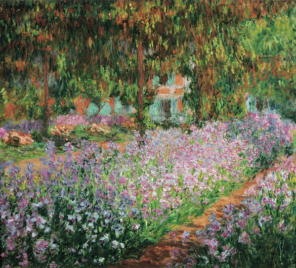 Monet-jardin De Giverny Poster featuring the mixed media Monet-jardin De Giverny by Portfolio Arts Group