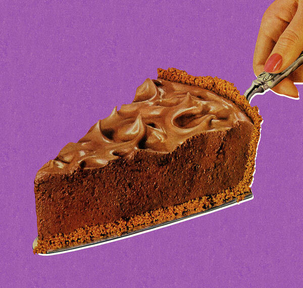 Bake Poster featuring the drawing Piece of Chocolate Pie by CSA Images