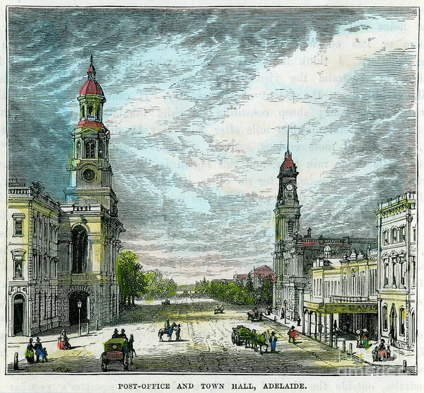 Engraving Poster featuring the drawing Post Office And Town Hall, Adelaide by Print Collector