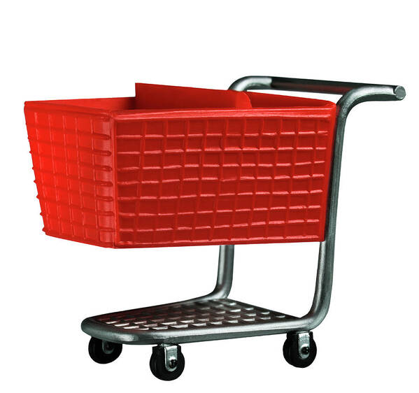Buy Poster featuring the drawing Red Shopping Cart by CSA Images