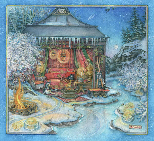 Warming Hut Poster featuring the painting Warming Hut by Kim Jacobs